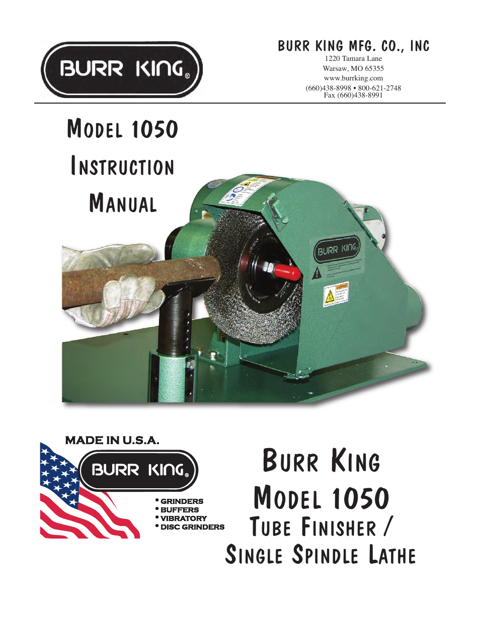 Burr King Model 1050 Tube Finisher User Manual | 13 pages