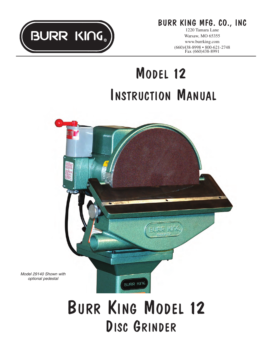 Burr King Model 12 User Manual | 9 pages