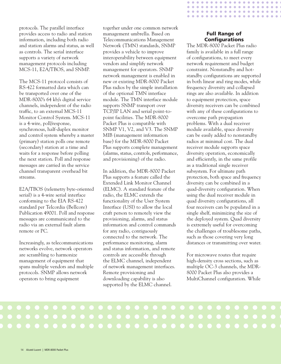 Alcatel-Lucent MDR-8000 User Manual | Page 14 / 16