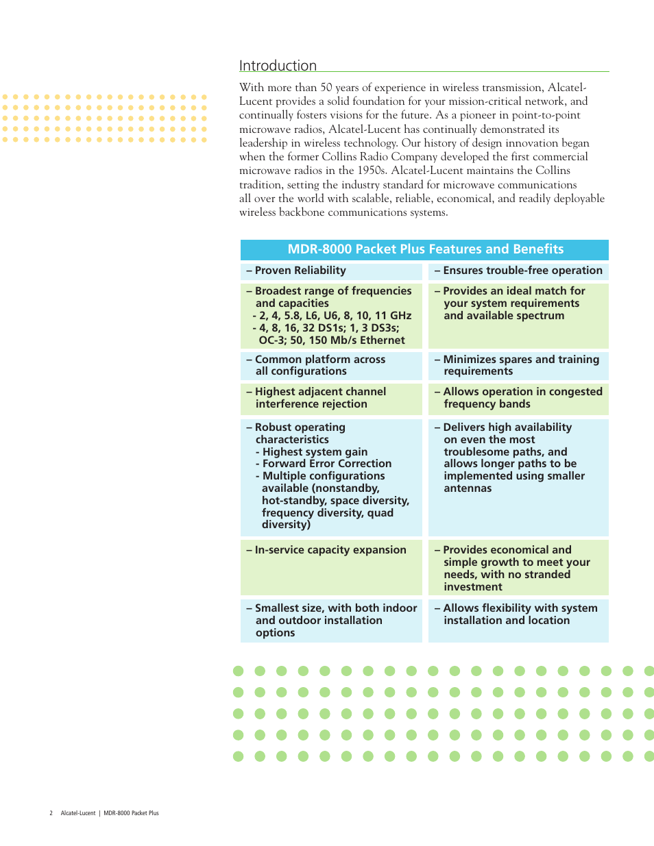 Introduction | Alcatel-Lucent MDR-8000 User Manual | Page 2 / 16