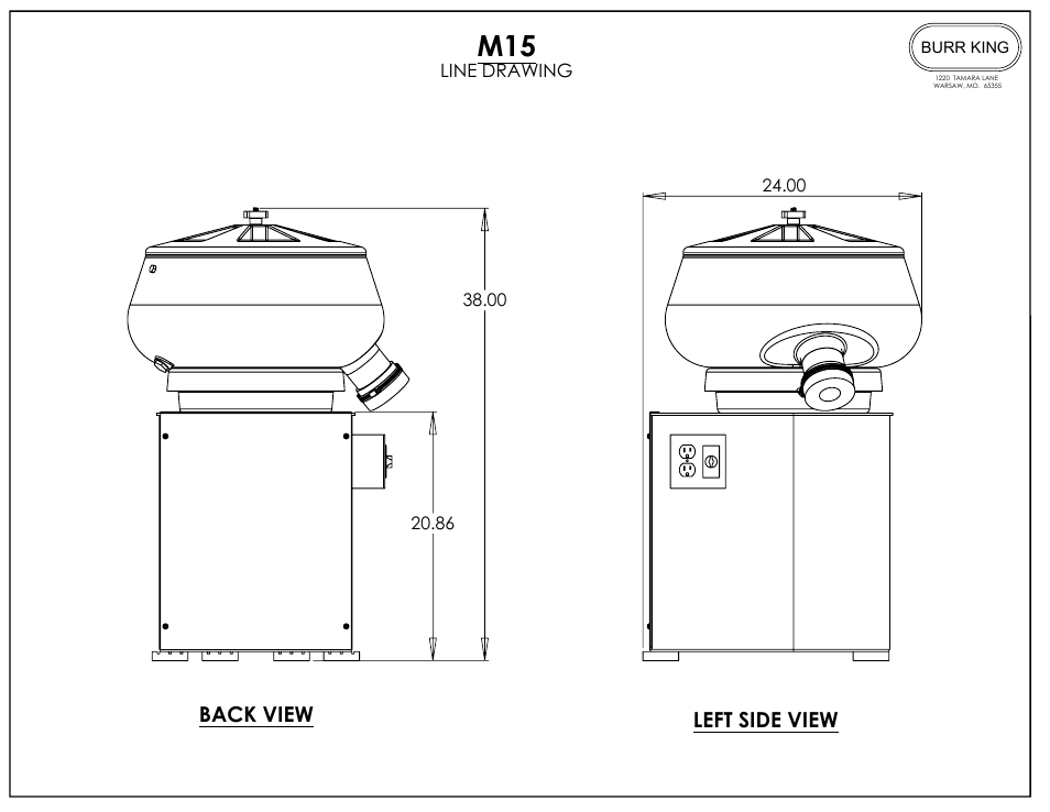 Left side view, Back view | Burr King M15 CombiPak User Manual | Page 13 / 17