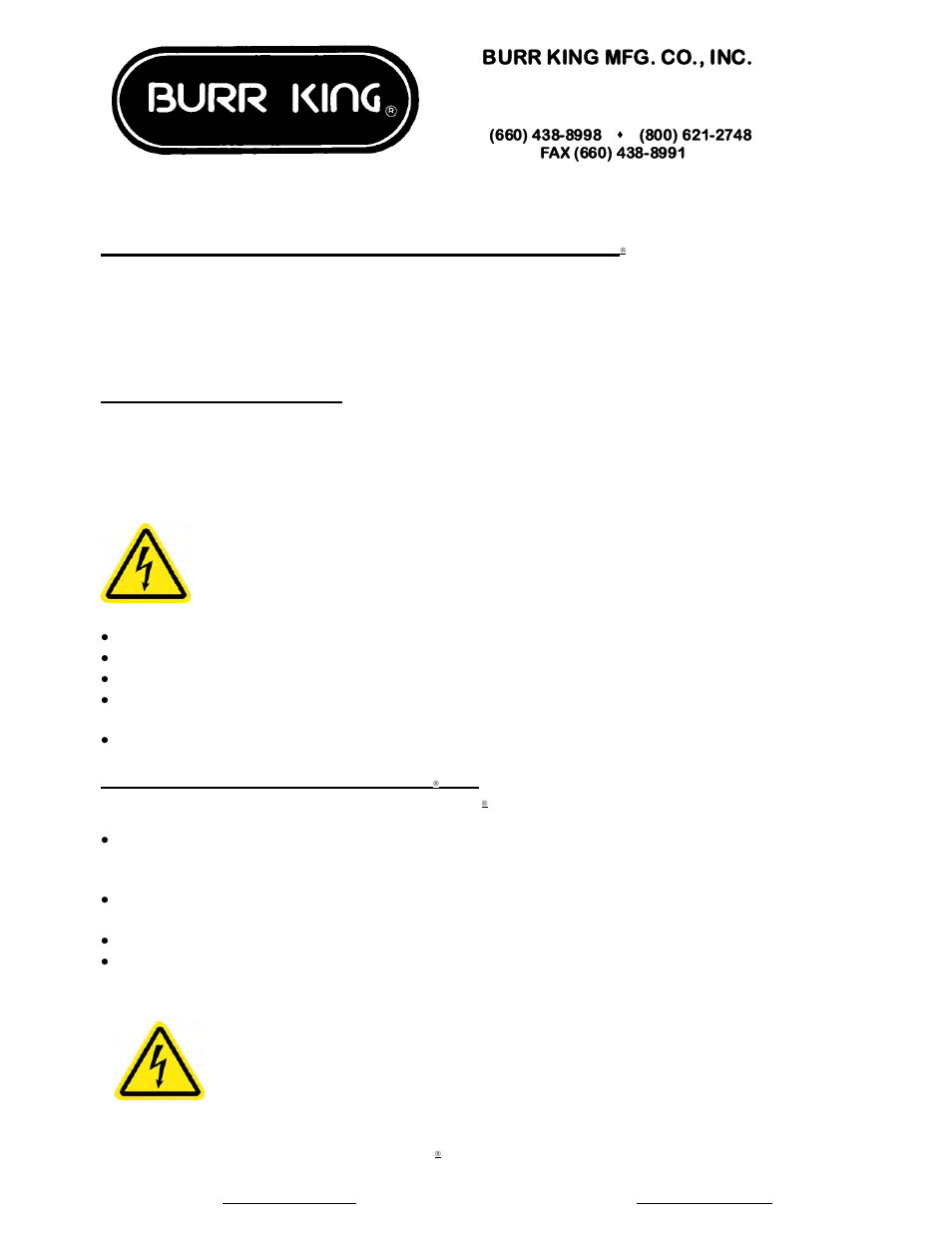 Operating instructions for model 15 vibraking, Avoid electrocution hazards, Avoid fire and explosion hazards | Burr king mfg. co., inc | Burr King M15 CombiPak User Manual | Page 4 / 17