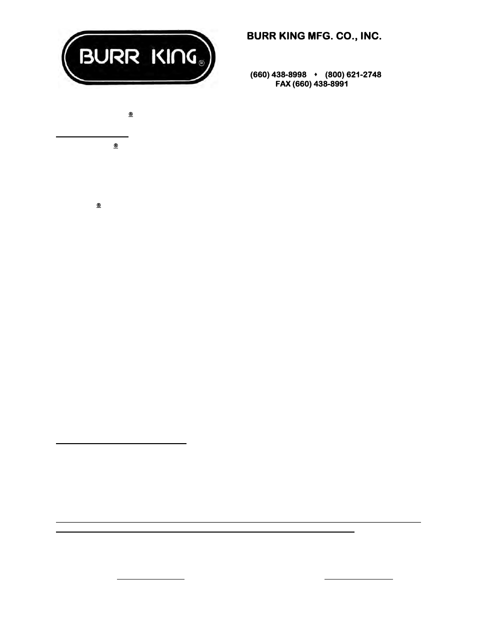 Vibraking, 40 operating instructions, Burr king mfg. co., inc | Burr King M40 CombiPak User Manual | Page 7 / 24