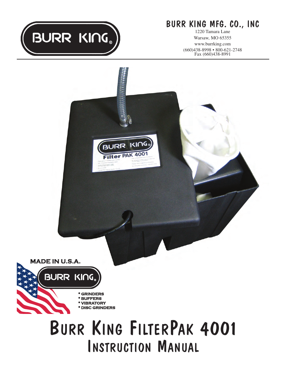 Burr King 4001 FilterPak User Manual | 7 pages