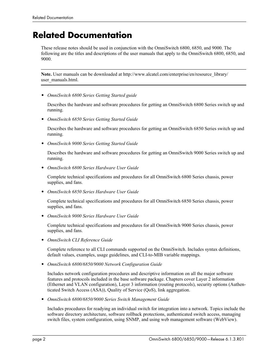 Related documentation | Alcatel-Lucent 6850 User Manual | Page 2 / 86