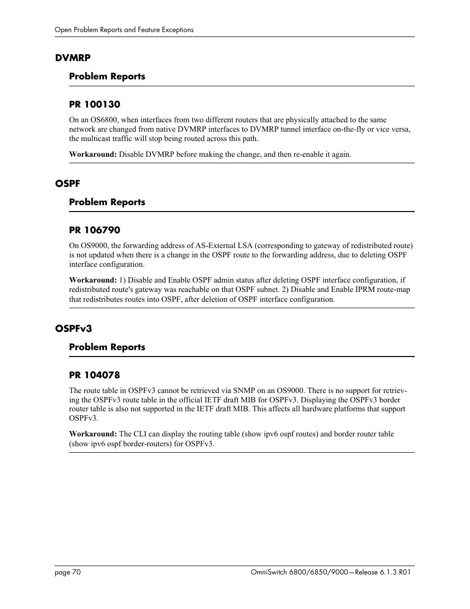 Dvmrp, Ospf, Ospfv3 | Alcatel-Lucent 6850 User Manual | Page 70 / 86