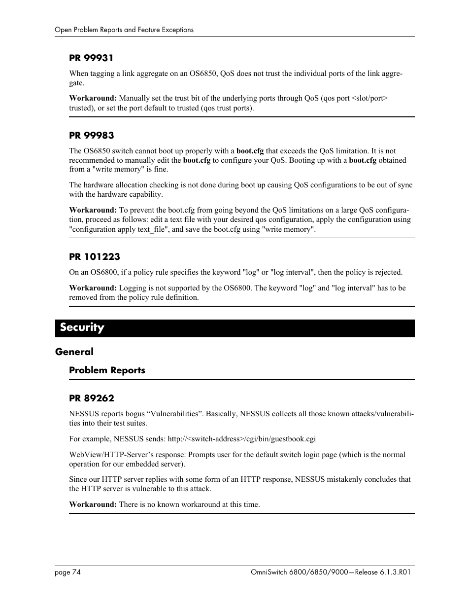 Security, General | Alcatel-Lucent 6850 User Manual | Page 74 / 86