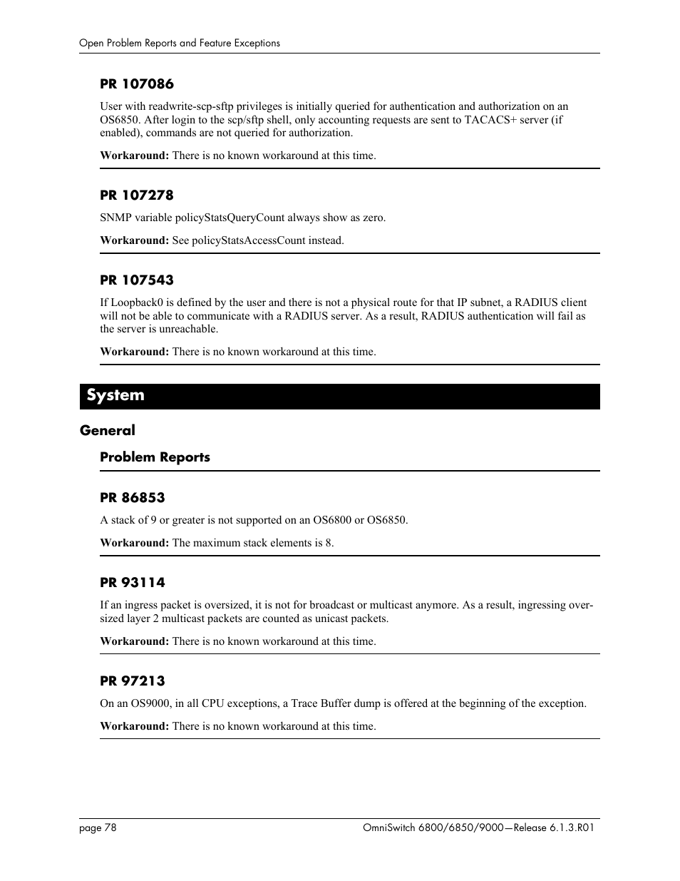 System, General, System, see | Alcatel-Lucent 6850 User Manual | Page 78 / 86
