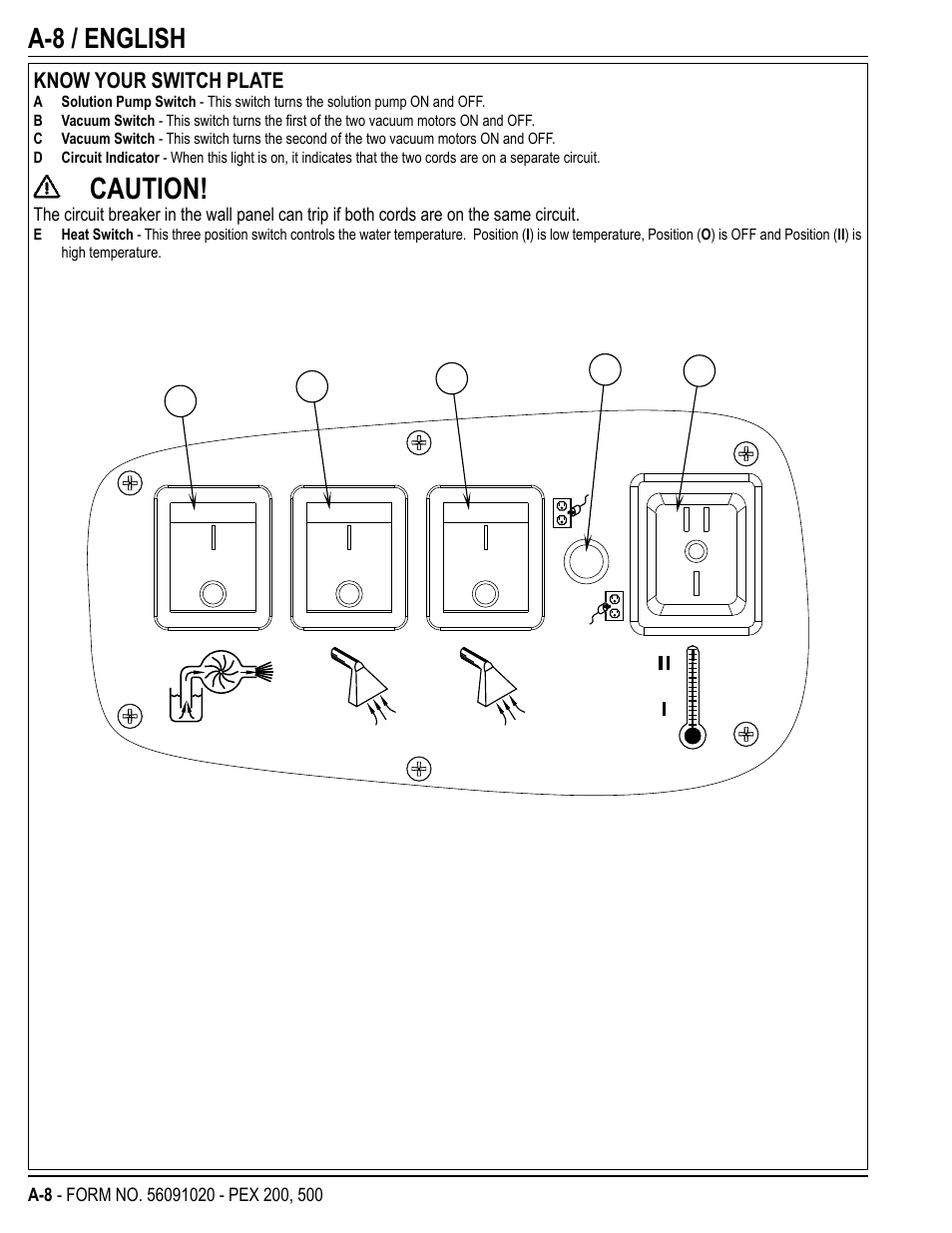 Caution, A-8 / english | U.S. Products PEX 500 User Manual | Page 8 / 56