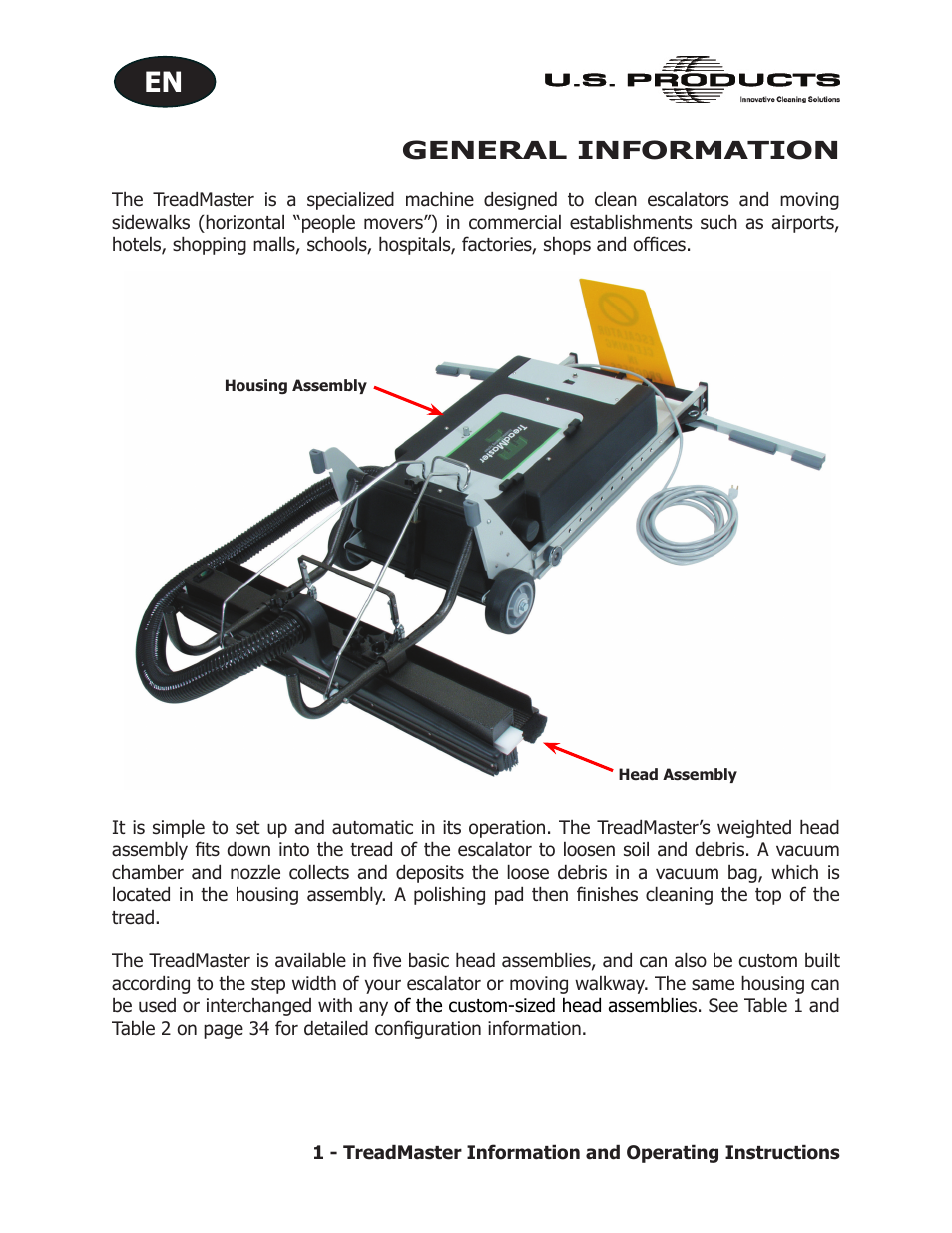 General information | U.S. Products TREADMASTER User Manual | Page 7 / 70