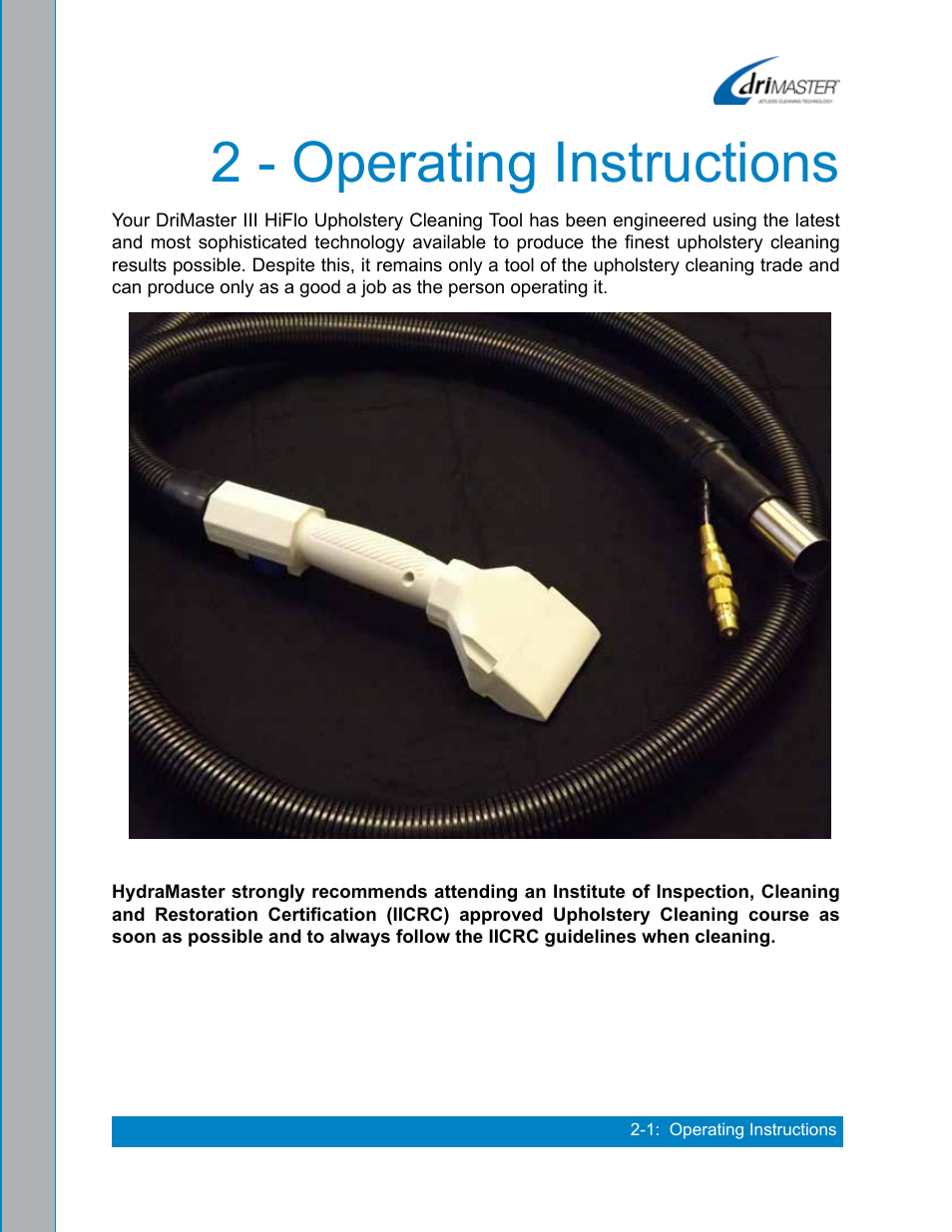 2 - operating instructions | U.S. Products DRIMASTER 3 UPHOLSTERY TOOL User Manual | Page 11 / 32