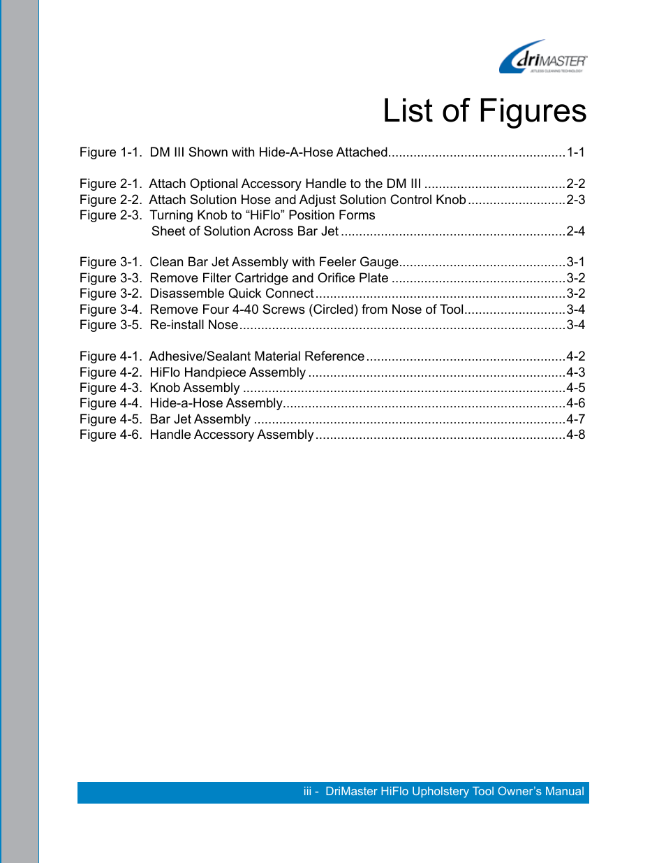 List of figures | U.S. Products DRIMASTER 3 UPHOLSTERY TOOL User Manual | Page 5 / 32