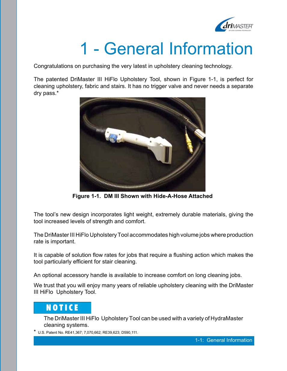 1 - general information | U.S. Products DRIMASTER 3 UPHOLSTERY TOOL User Manual | Page 7 / 32