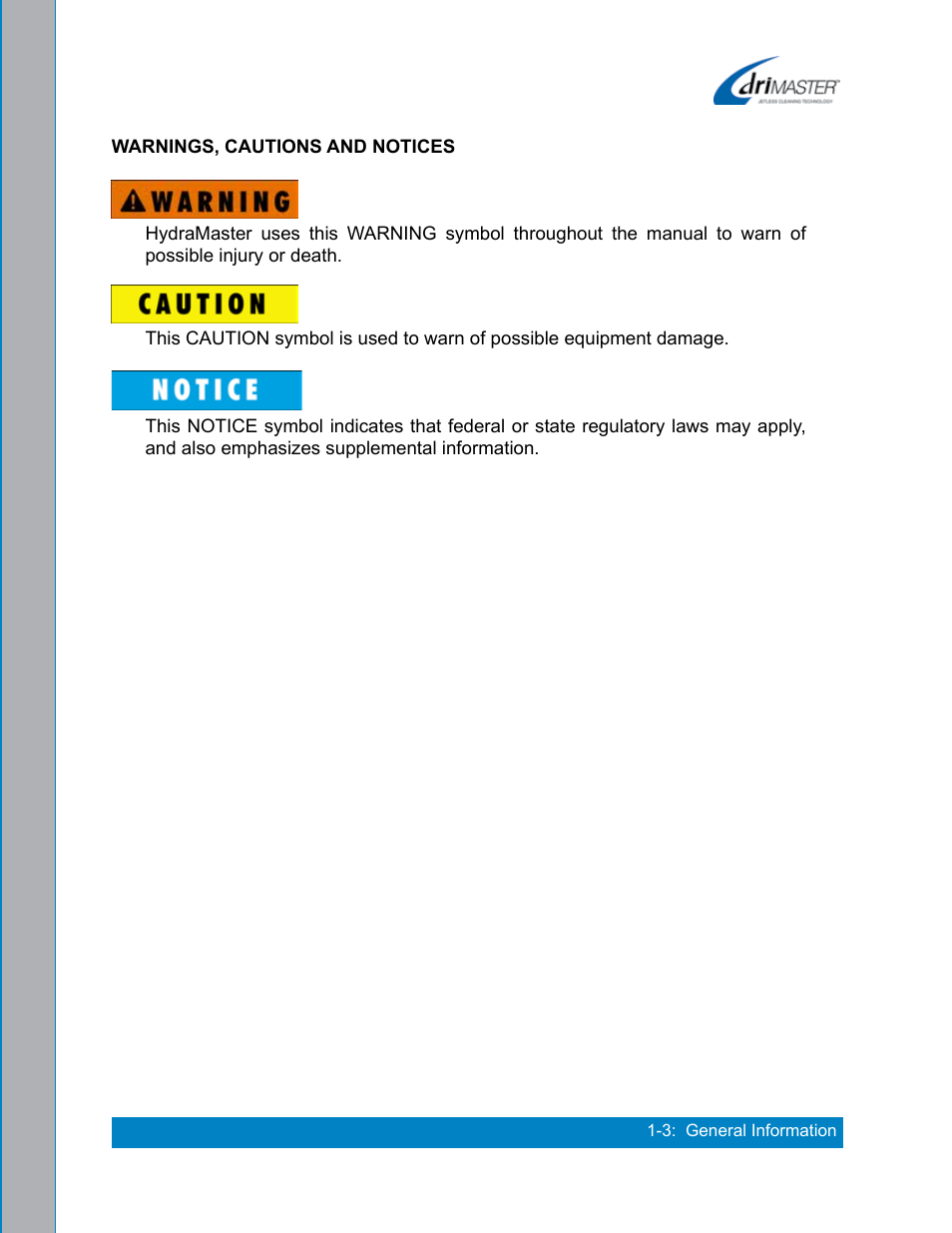 Warnings, cautions and notices -3 | U.S. Products DRIMASTER 3 UPHOLSTERY TOOL User Manual | Page 9 / 32