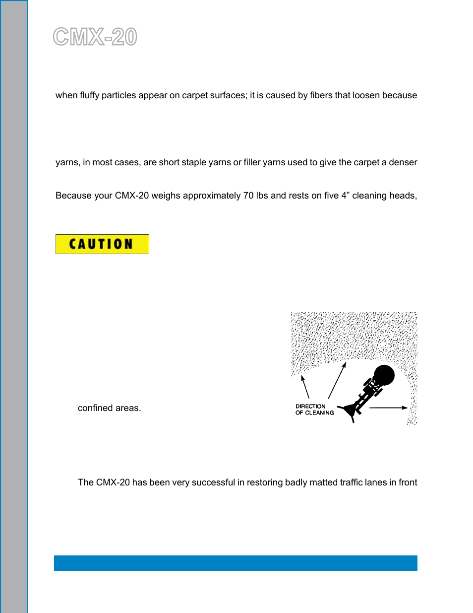 Special information -2 cleaning hints -2, Figure 5-1. clean into area or room -2, Cmx-20 | U.S. Products CMX-20 ROTARY EXTRACTOR User Manual | Page 22 / 54