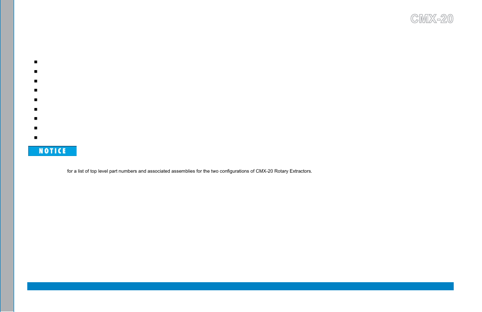 8 - assembly drawings and parts lists, Cmx-20 | U.S. Products CMX-20 ROTARY EXTRACTOR User Manual | Page 31 / 54