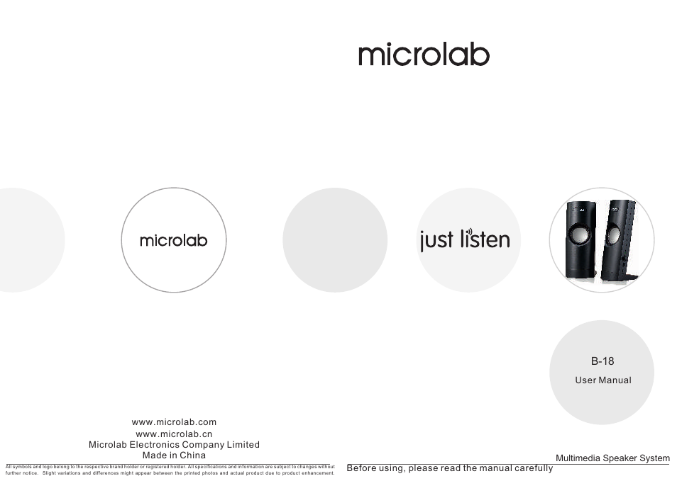 Microlab B 18 User Manual | 10 pages