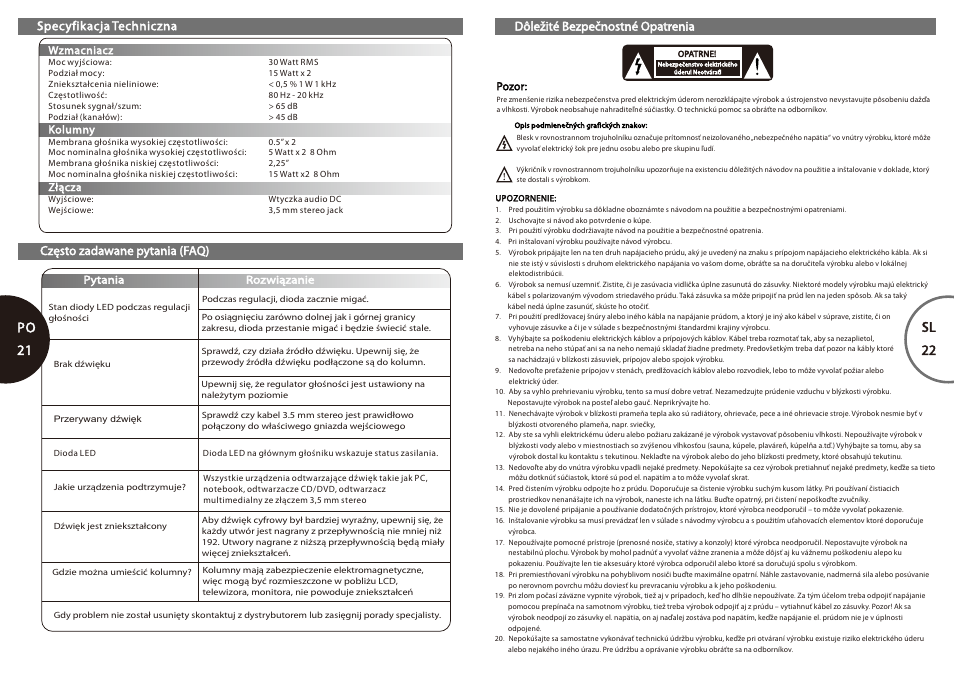 Po 21- sl 22, Po 21, Sl 22 | Microlab FC 10 User Manual | Page 12 / 17