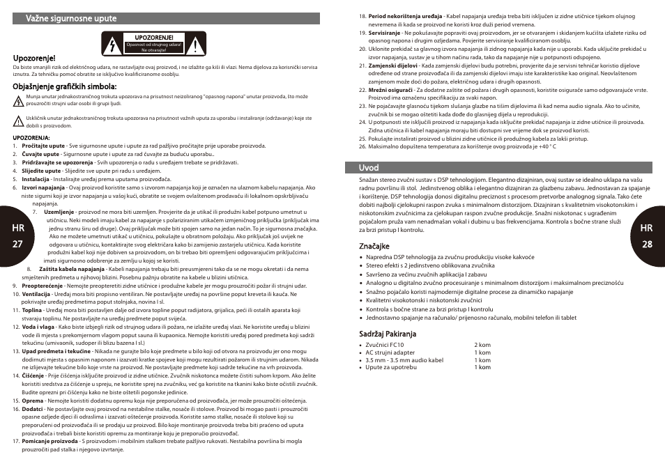 Hr 27-28, Hr 27 hr | Microlab FC 10 User Manual | Page 15 / 17