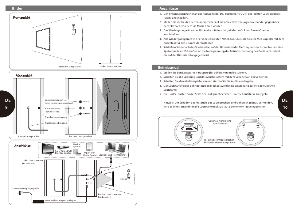 De 9-10, De 9 de | Microlab FC 10 User Manual | Page 6 / 17