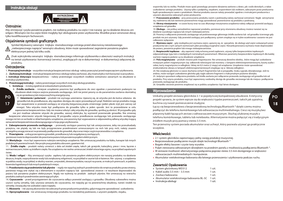 Po 17-18, 18 po po 17 | Microlab MD 312 User Manual | Page 10 / 17