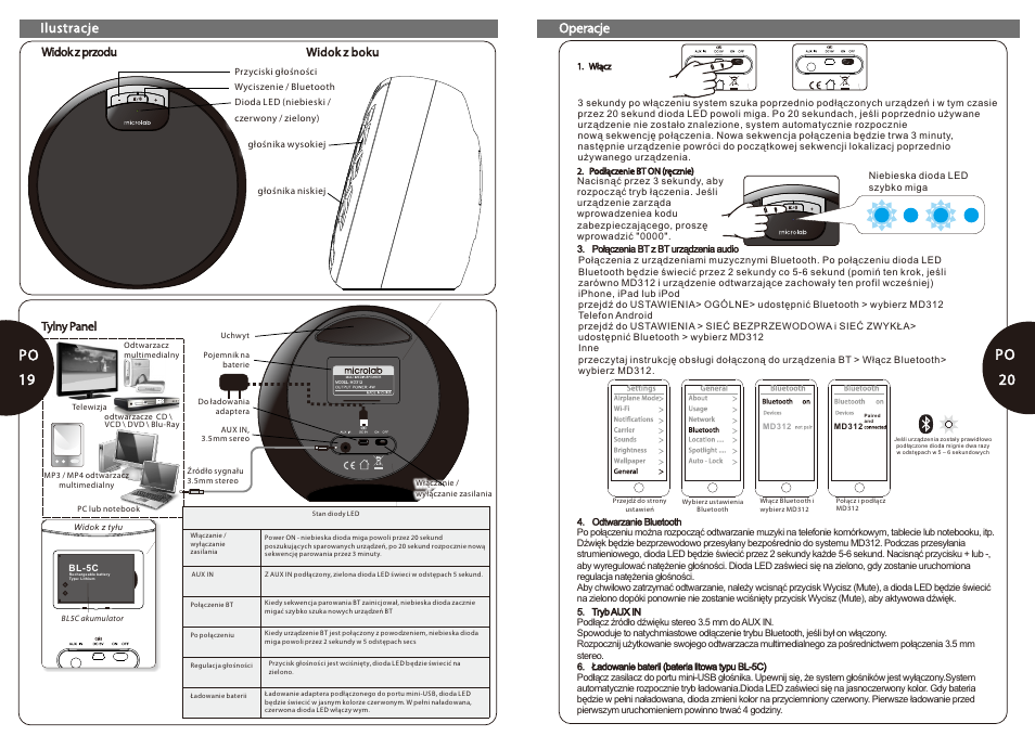 Po 19-20, Po 19 20 po, Ilustracje | Po 17, Operacje | Microlab MD 312 User Manual | Page 11 / 17