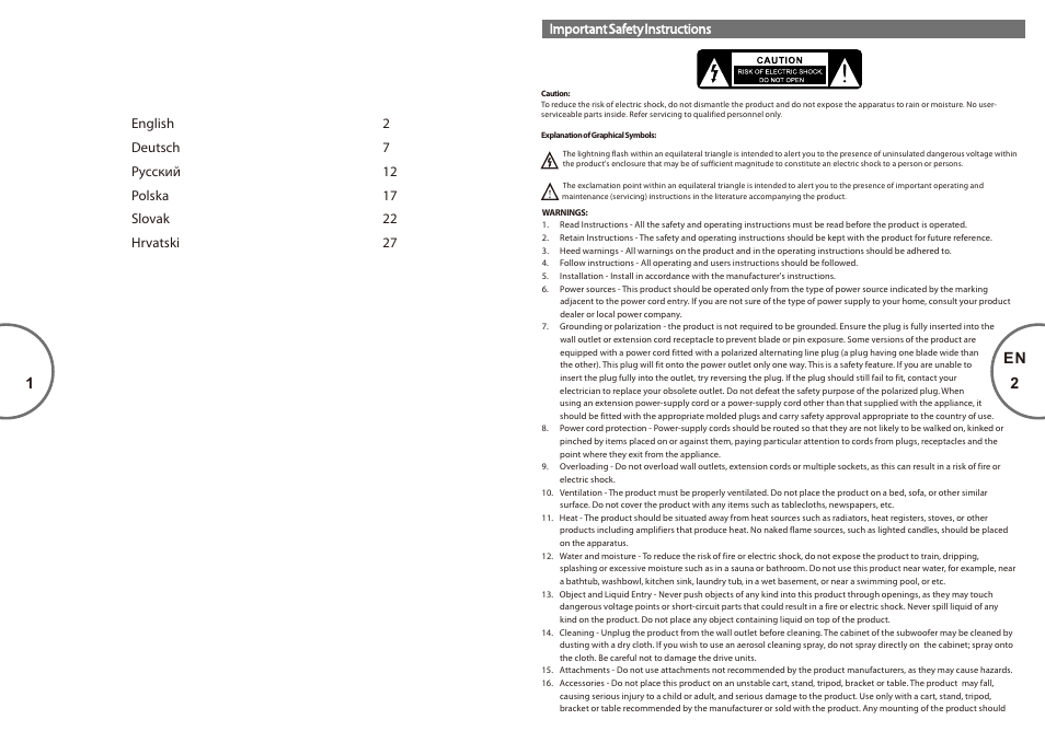 En 2 | Microlab MD 312 User Manual | Page 2 / 17