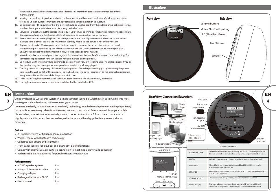 En 3, En 4, Introduction | Illustrations | Microlab MD 312 User Manual | Page 3 / 17