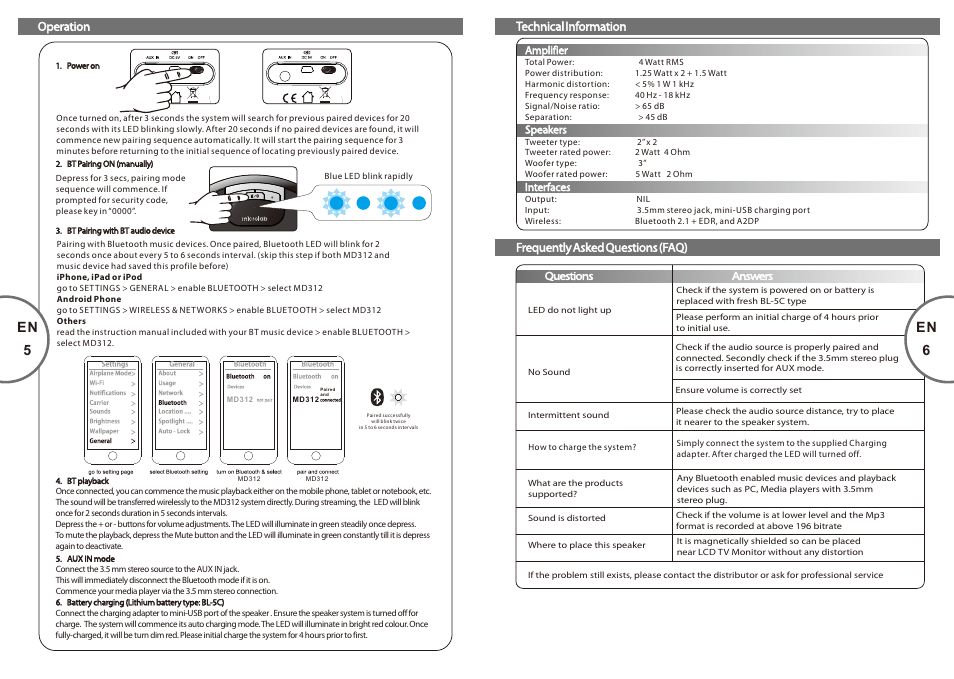 En 6, En 5 | Microlab MD 312 User Manual | Page 4 / 17