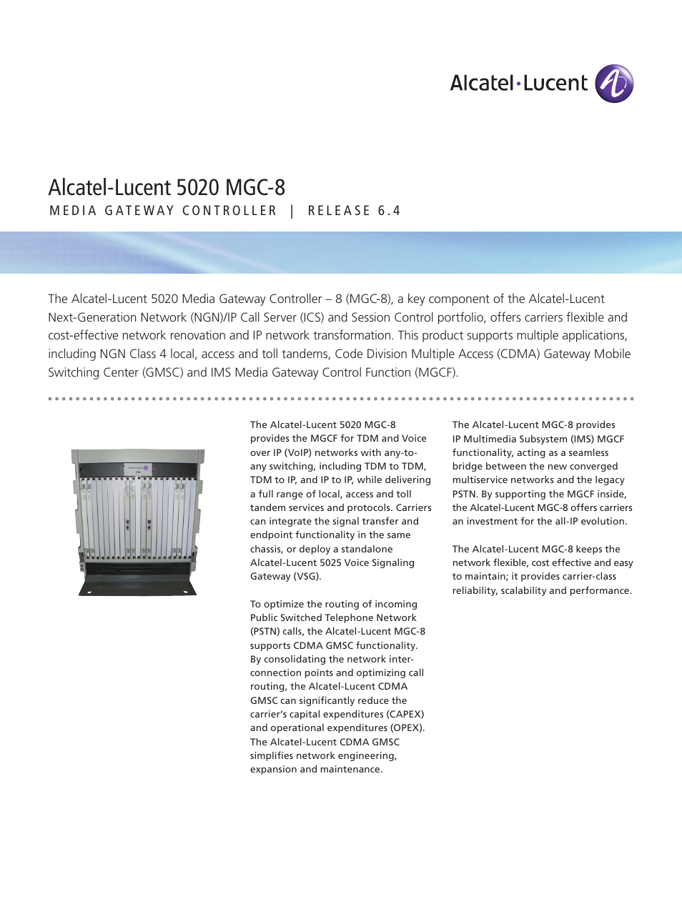 Alcatel-Lucent 5020 MGC-8 User Manual | 4 pages