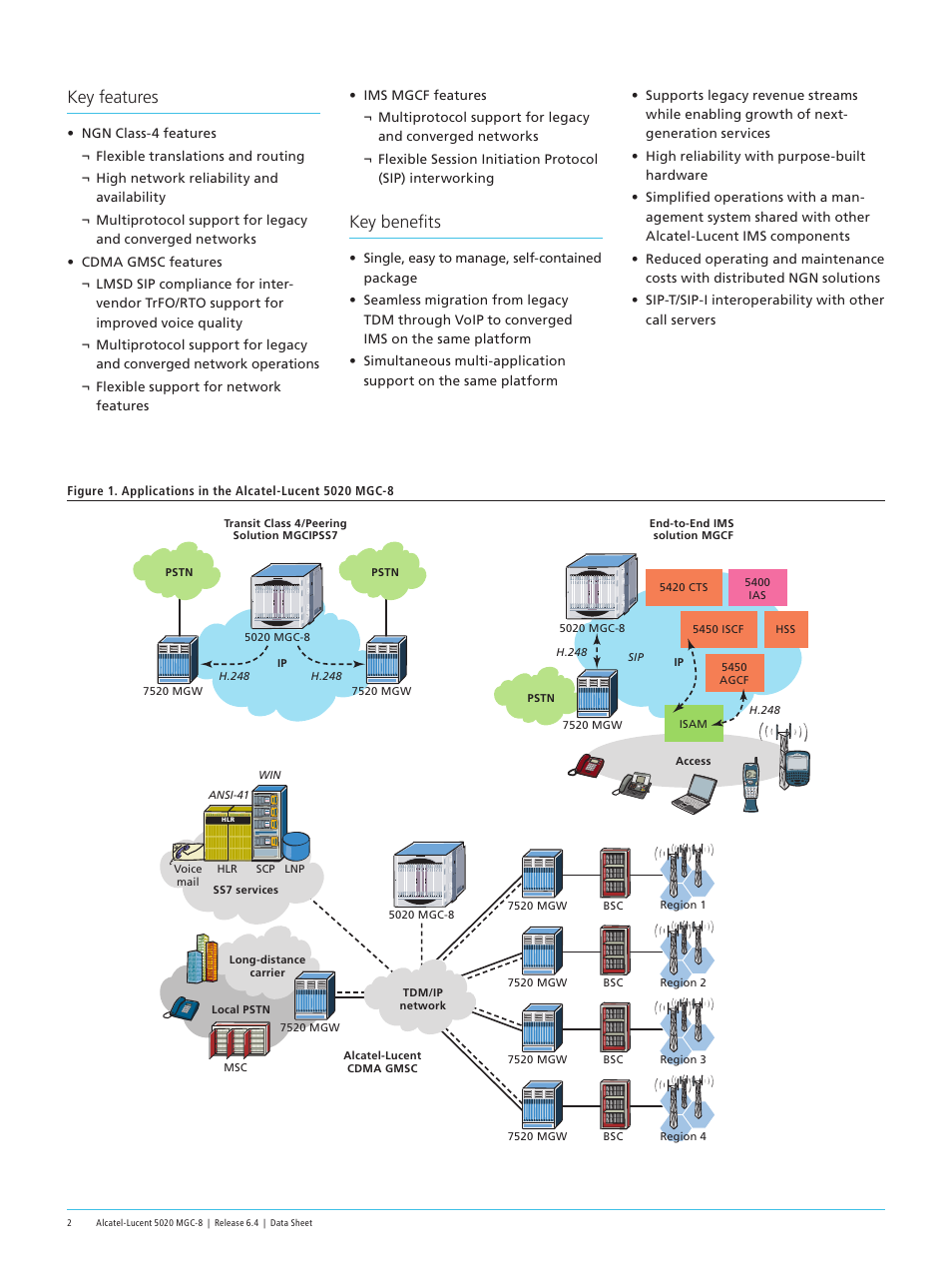 Key features, Key benefits | Alcatel-Lucent 5020 MGC-8 User Manual | Page 2 / 4