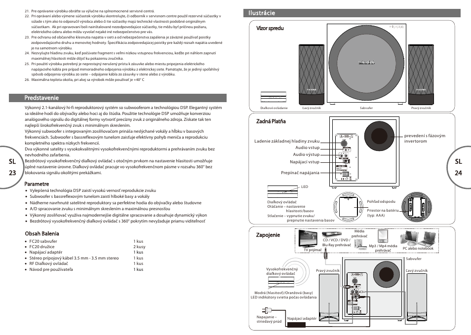 Sl 23-24, Sl 23, Desktop nearfield speaker | 2desktop nearfield speaker sl 24 | Microlab FC 20 User Manual | Page 13 / 17