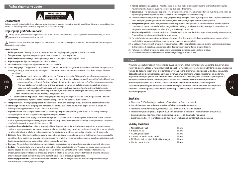 Hr 27-28, Hr 27 | Microlab FC 20 User Manual | Page 15 / 17