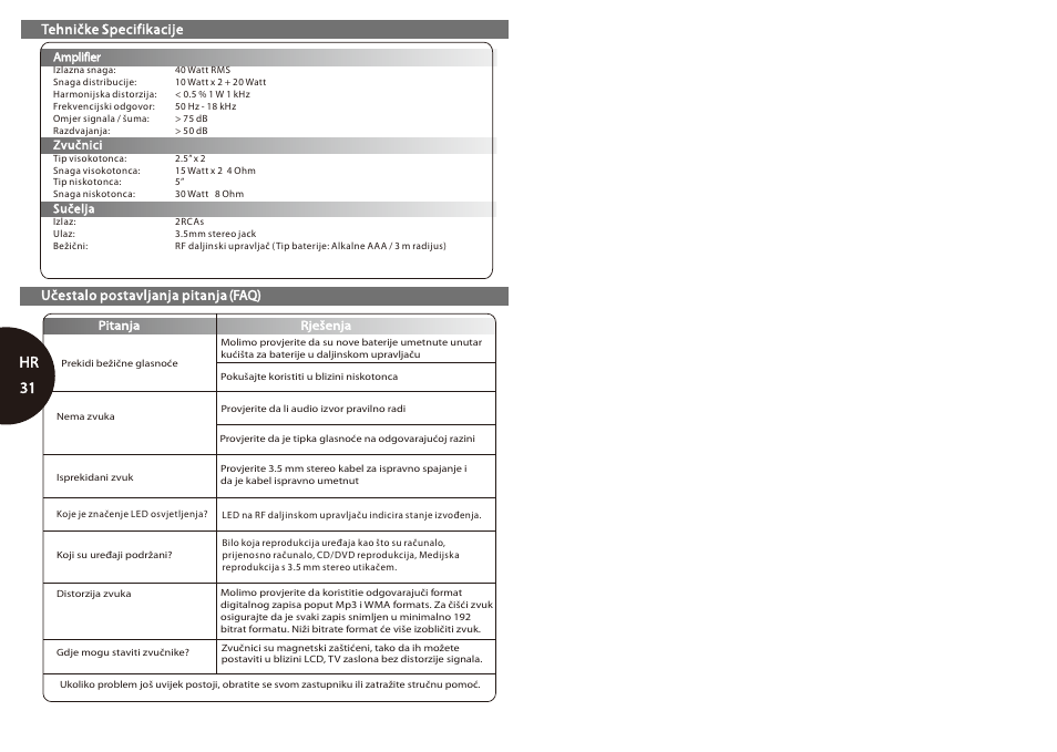 Hr 31 | Microlab FC 20 User Manual | Page 17 / 17