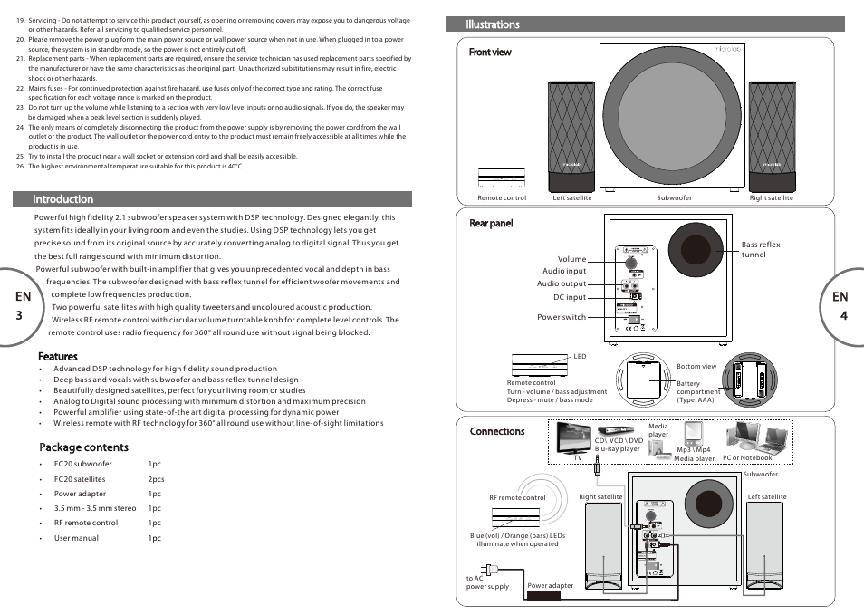 En 4 en 3, Desktop nearfield speaker, 2desktop nearfield speaker | Microlab FC 20 User Manual | Page 3 / 17