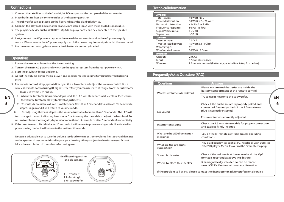 En 5, En 6 | Microlab FC 20 User Manual | Page 4 / 17