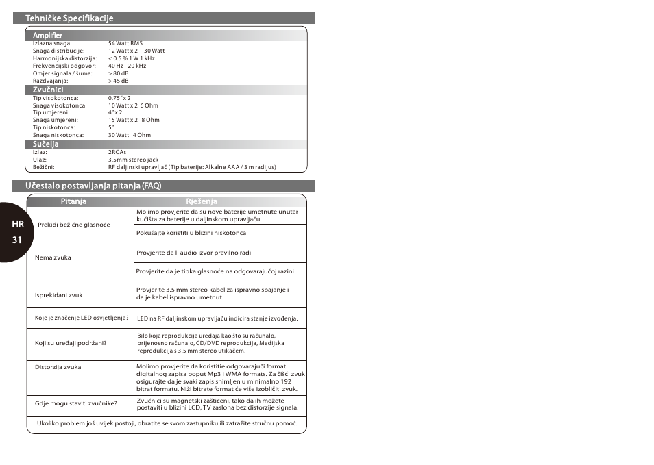 Hr 31-32, Hr 31 | Microlab FC 50 User Manual | Page 17 / 17