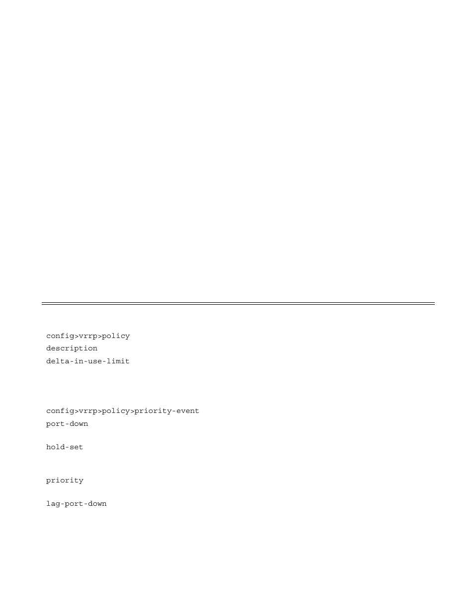 List of commands, Table 7, Cli commands to configure a vrrp policy | Alcatel-Lucent 7750 SR OS User Manual | Page 199 / 482