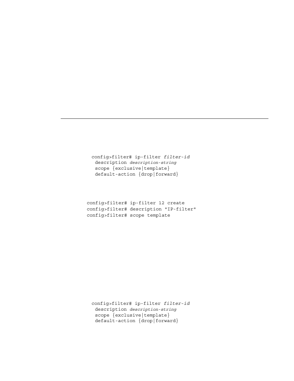 Creating an ip filter policy, Ip filter policy | Alcatel-Lucent 7750 SR OS User Manual | Page 310 / 482