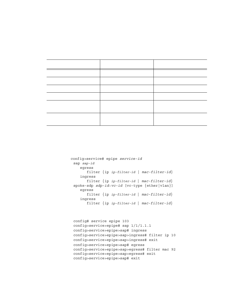 Applying filter policies, Apply ip and mac filter policies, Table 19 | Alcatel-Lucent 7750 SR OS User Manual | Page 324 / 482