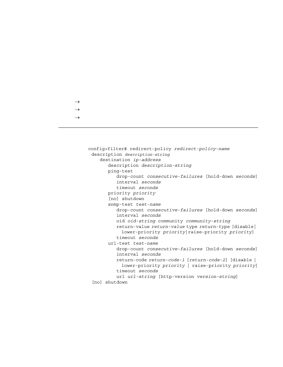 Creating a redirect policy | Alcatel-Lucent 7750 SR OS User Manual | Page 329 / 482