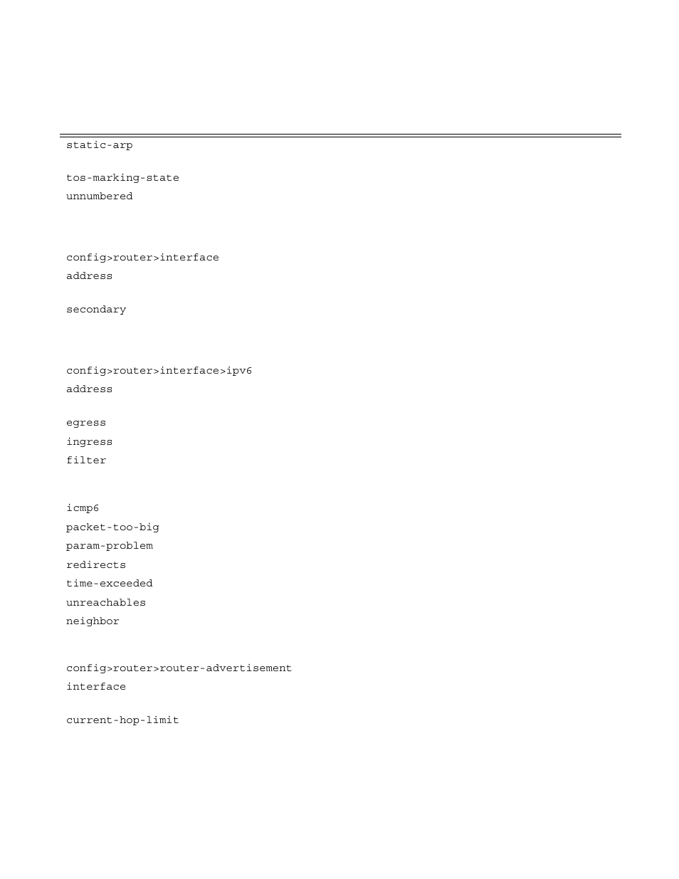 Configure ipv6 parameters on an interface, Configure router advertisement parameters | Alcatel-Lucent 7750 SR OS User Manual | Page 46 / 482