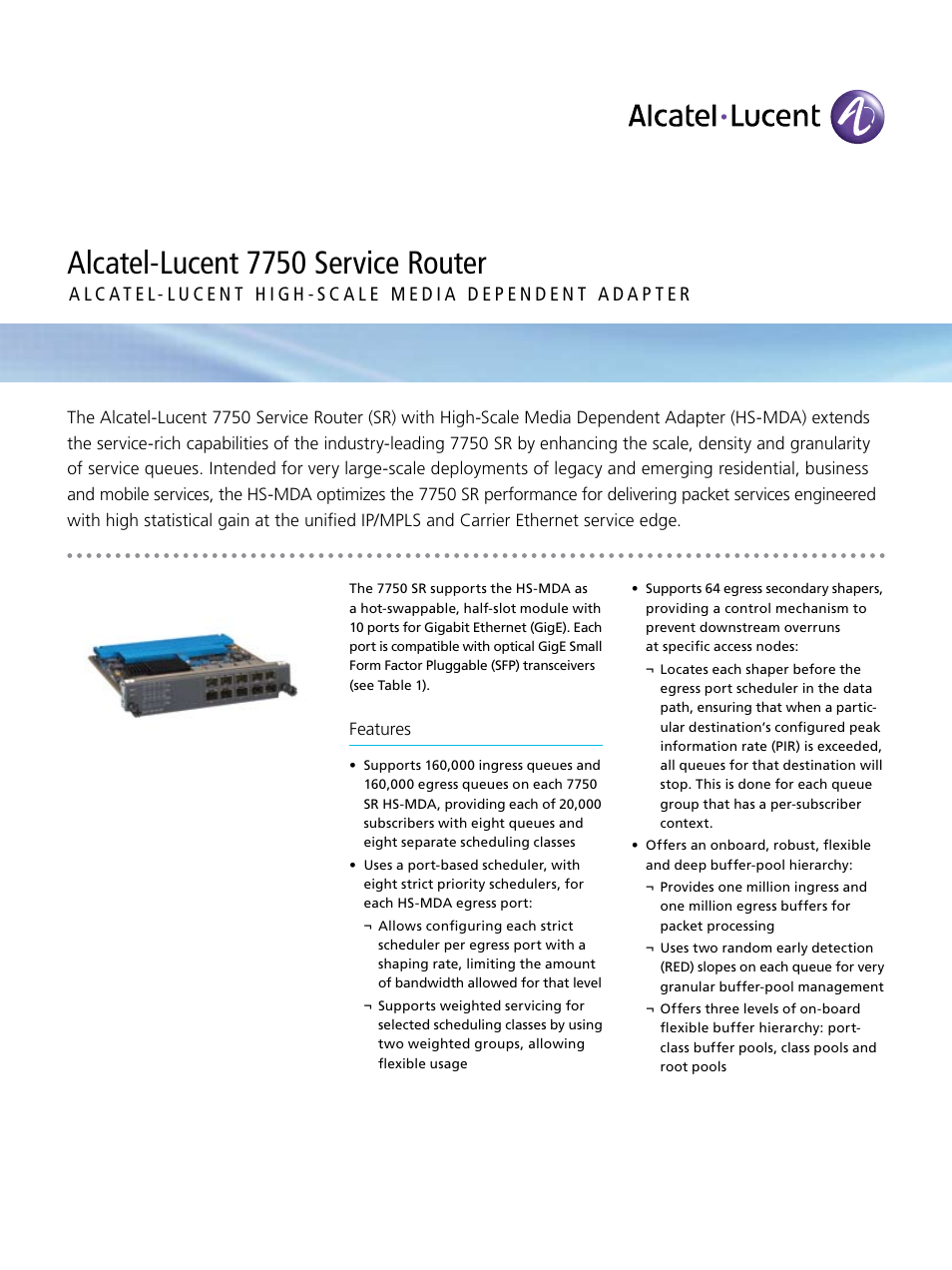 Alcatel-Lucent 7750 User Manual | 4 pages