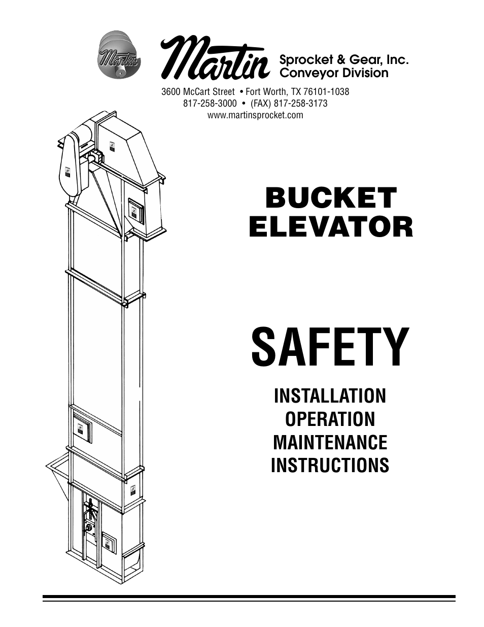 Martin Sprocket & Gear Bucket Elevator Safety User Manual | 18 pages