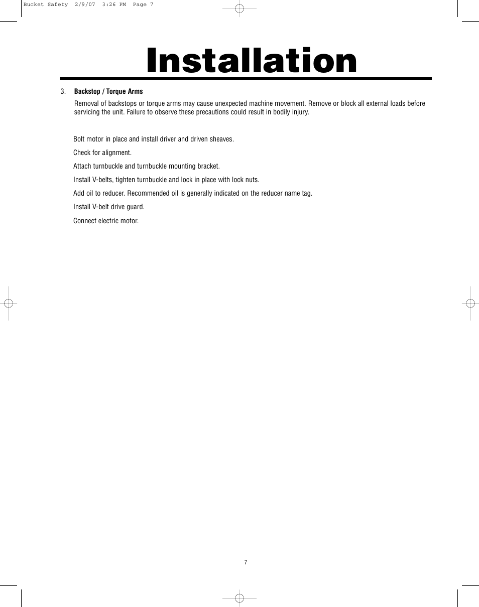Installation | Martin Sprocket & Gear Bucket Elevator Safety User Manual | Page 11 / 18
