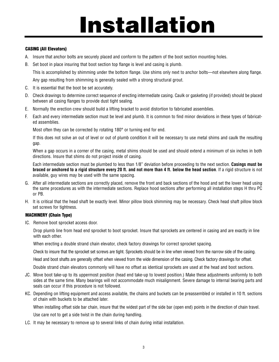 Installation | Martin Sprocket & Gear Bucket Elevator Safety User Manual | Page 7 / 18