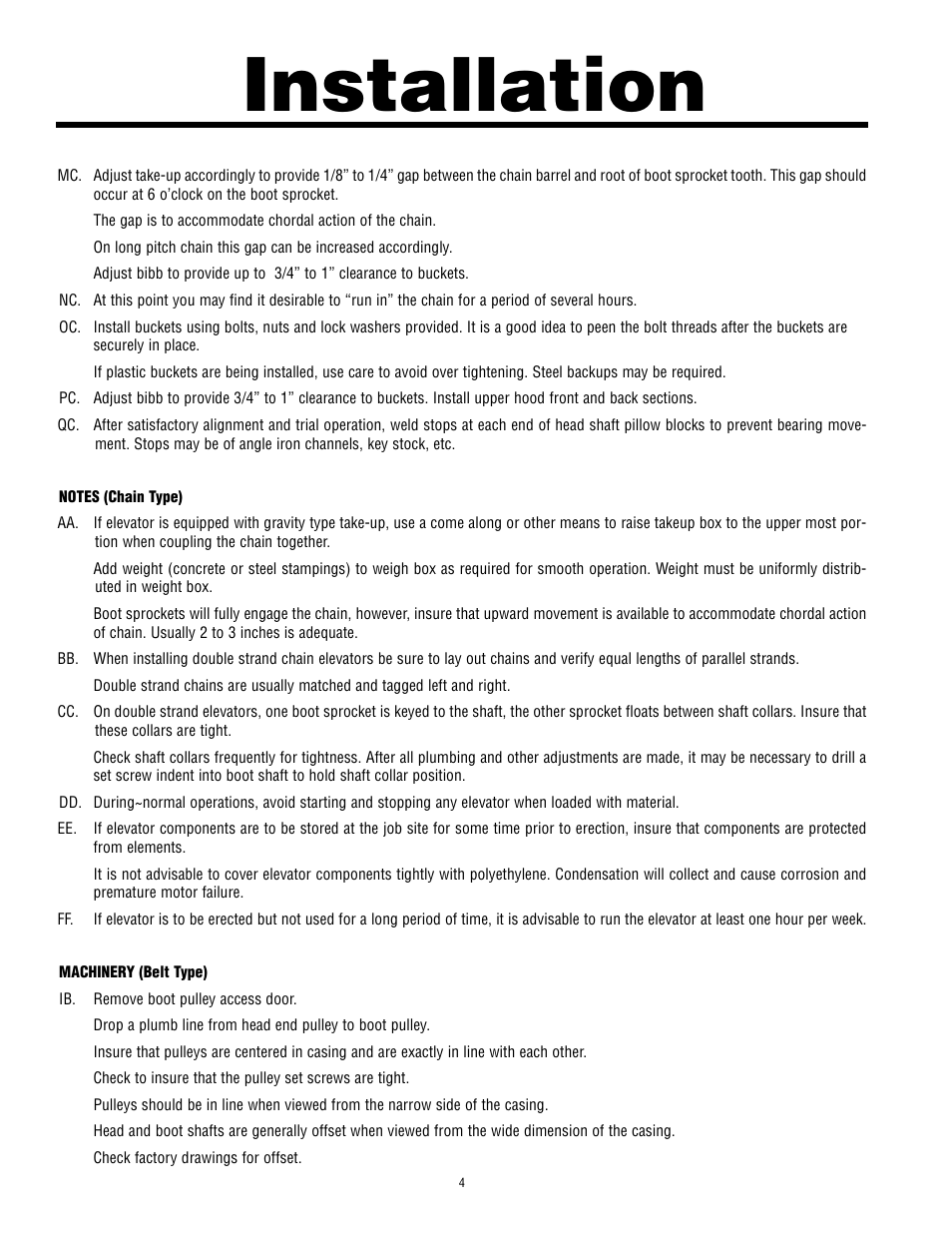 Installation | Martin Sprocket & Gear Bucket Elevator Safety User Manual | Page 8 / 18