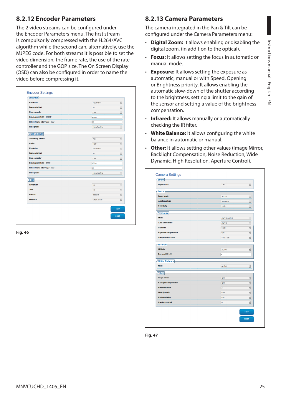12 encoder parameters, 13 camera parameters, 12 encoder parameters 8.2.13 camera parameters | Videotec ULISSE COMPACT HD User Manual | Page 25 / 36