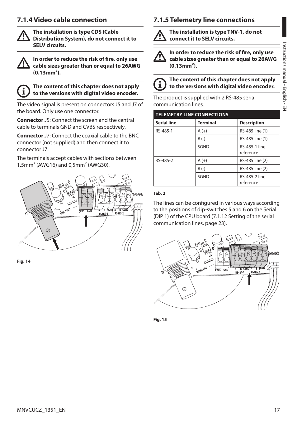 4 video cable connection, 5 telemetry line connections | Videotec ULISSE COMPACT User Manual | Page 17 / 82