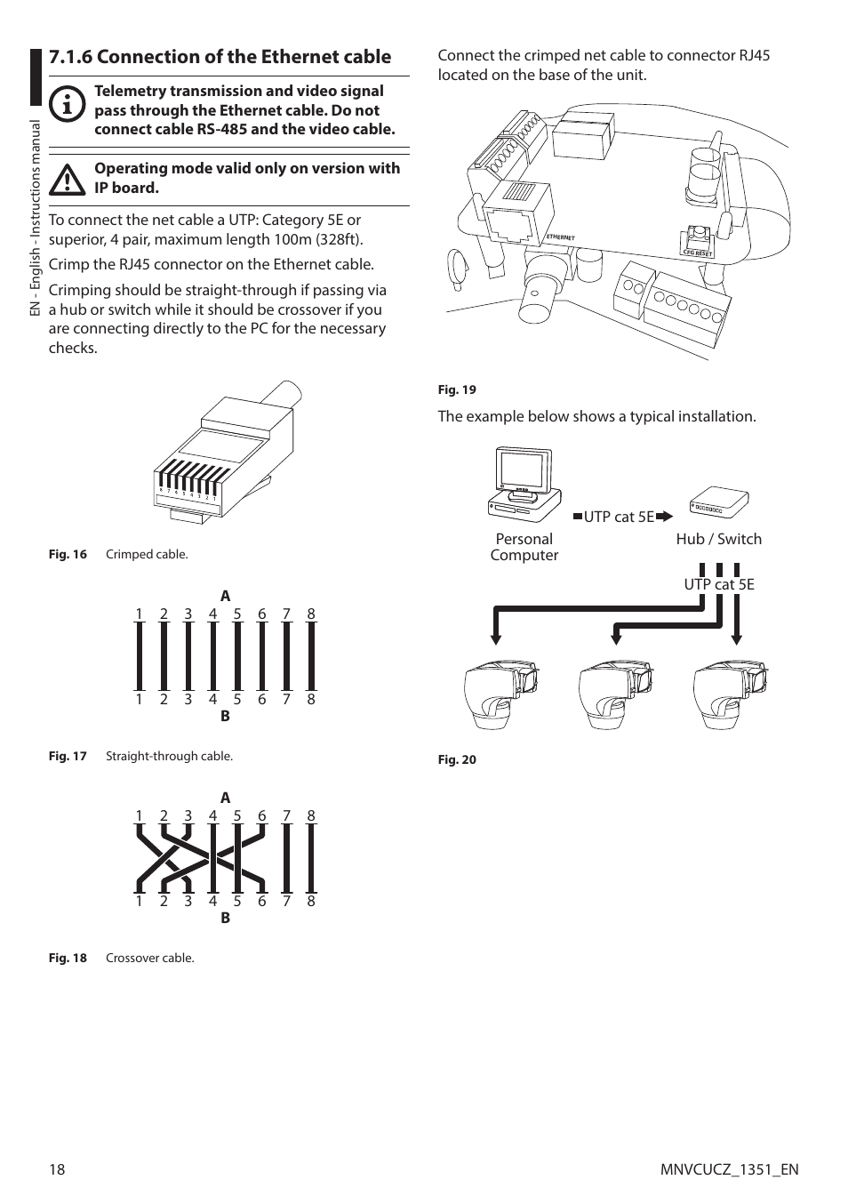6 connection of the ethernet cable | Videotec ULISSE COMPACT User Manual | Page 18 / 82